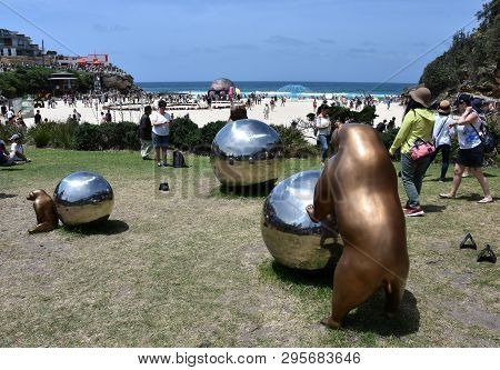 Sydney, Australia - Nov 4, 2018. Tae-geun Yang: Rolling The Earth. Sculpture By The Sea Along The Bo