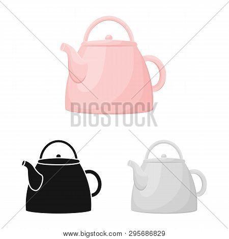 Vector Design Of Teapot  And Tea  Logo. Set Of Teapot  And Porcelain Stock Vector Illustration.