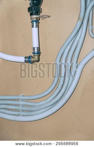 Sanitary Engineering. Connection Of Plastic Pipes Through Fittings. Water Supply
