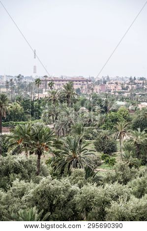 Aerial Panoramic View Of The City Of Marrakech, Morocco