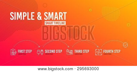Infographic Timeline. Quick Tips, Rfp And Computer Cables Icons Simple Set. Puzzle Sign. Helpful Tri