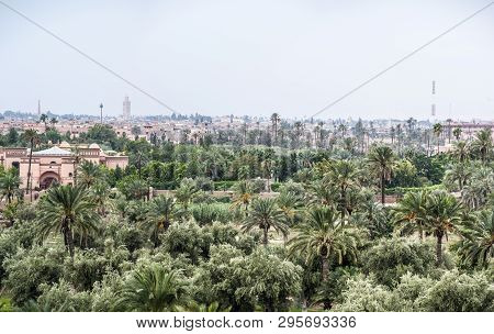 Aerial Panoramic View Of The City Of Marrakech, Morocco