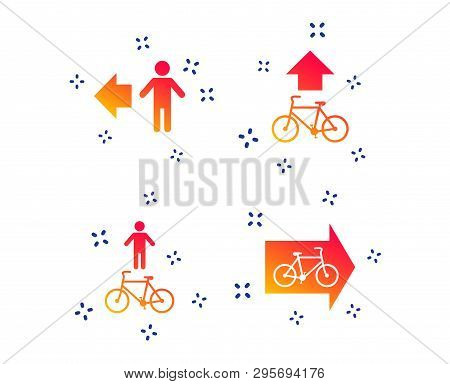 Pedestrian Road Icon. Bicycle Path Trail Sign. Cycle Path. Arrow Symbol. Random Dynamic Shapes. Grad