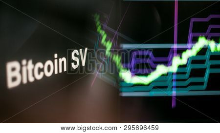 Bitcoin Sv Cryptocurrency Token. Rise In Price And Growth Of Quotations, The Green Graph Up. The Beh