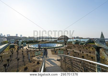 Warsaw, Poland. April 2019.   The Hanging Gardens On The Roof Of The Warsaw University Library