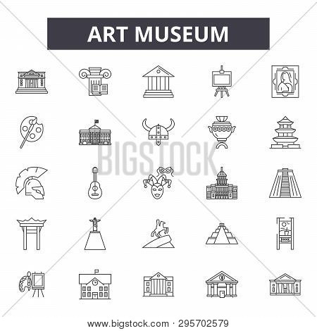 Art Museum Line Icons, Signs Set, Vector. Art Museum Outline Concept, Illustration: Museum, Art, Art