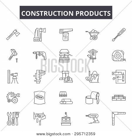 Construction Products Line Icons, Signs Set, Vector. Construction Products Outline Concept, Illustra