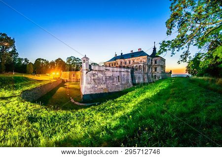 Pidhirtsi, Ukraine - July, 2017: Medieval Pidhirtsi Castle On Sunset, Pidhirtsi Village, Lviv Region
