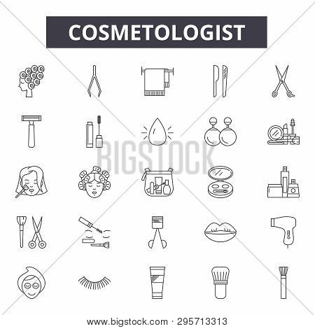 Cosmetologist Line Icons, Signs Set, Vector. Cosmetologist Outline Concept, Illustration: Care, Cosm