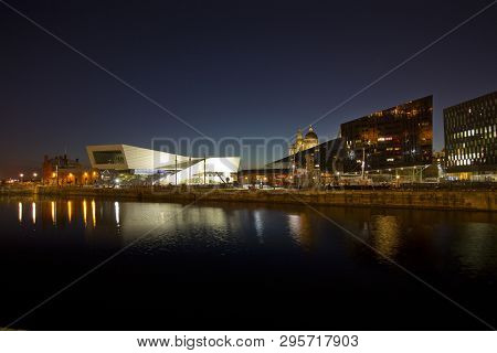 Liverpool, June 2014,  A  Night Scene With The Museum Of Liverpool Illuminated