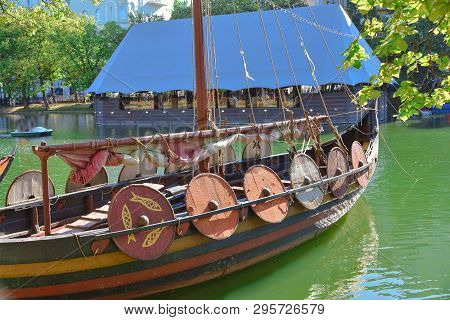 Drakkar Vikings, Shields On The Ship, Drakkar In The Parking Lot, The Viking Ship On The Water