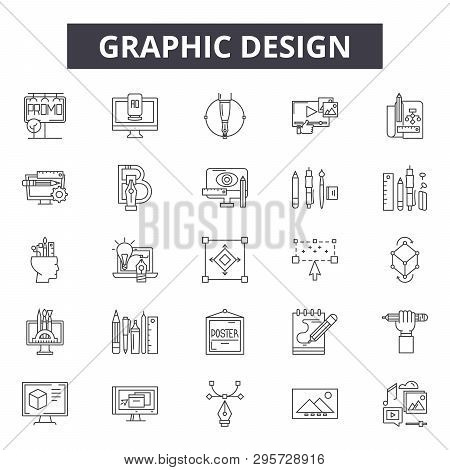 Graphic Designer Line Icons, Signs Set, Vector. Graphic Designer Outline Concept, Illustration: Dede