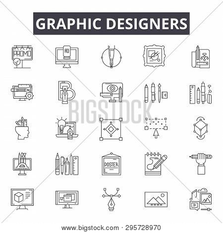 Graphic Designers Line Icons, Signs Set, Vector. Graphic Designers Outline Concept, Illustration: De