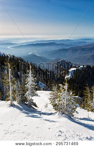 Olt River And Buila Vanturarita Mountain Panoramic View From Cozia Peak