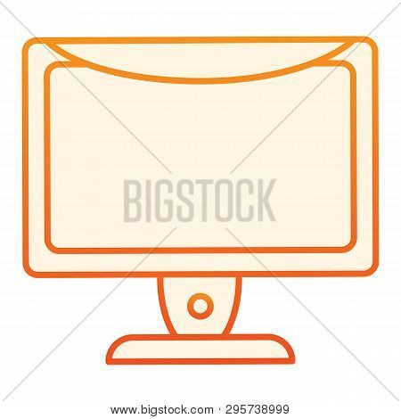 Desktop Flat Icon. Monitor Orange Icons In Trendy Flat Style. Computer Screen Radient Style Design, 