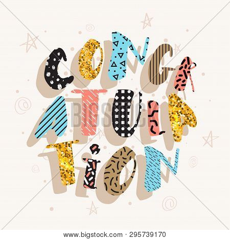Lets Celebrate Colorful Vector Card. Funny And Message. Vector Illustration For Your Graphic Design.