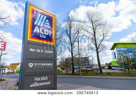 Nuremberg / Germany - April 7, 2019: Branch From Aldi Supermarket Chain. Aldi Is The Common Brand Of
