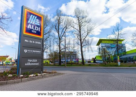Nuremberg / Germany - April 7, 2019: Branch From Aldi Supermarket Chain. Aldi Is The Common Brand Of