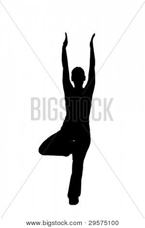 donna facendo yoga, grafica bianco e nero