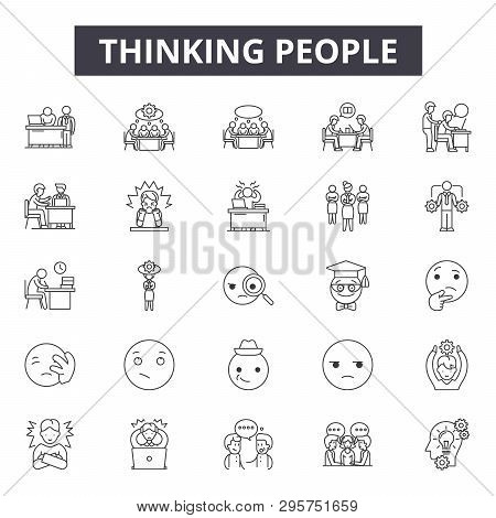 Thinking People Line Icons, Signs Set, Vector. Thinking People Outline Concept, Illustration: Depeop
