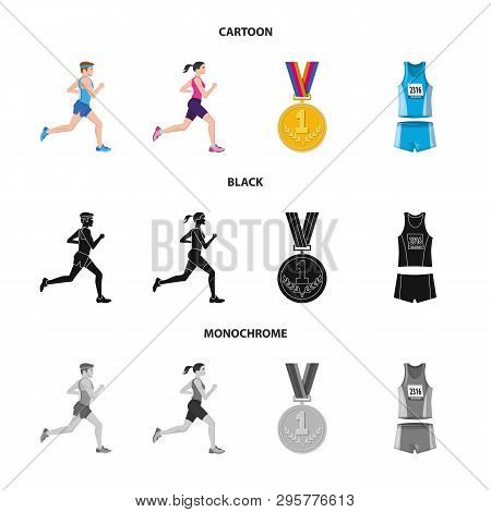 Vector Illustration Of Sport  And Winner Logo. Set Of Sport  And Fitness  Vector Icon For Stock.