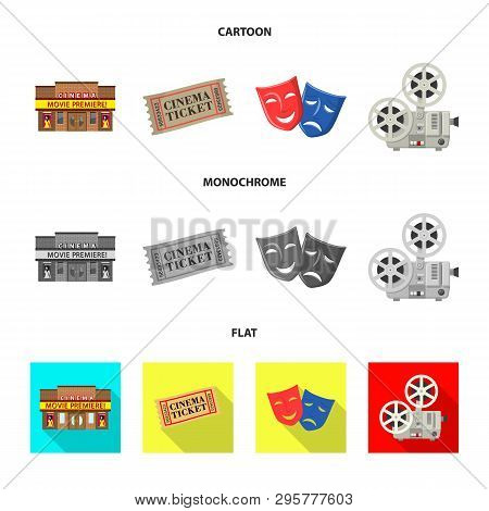 Vector Illustration Of Television And Filming Sign. Collection Of Television And Viewing Vector Icon