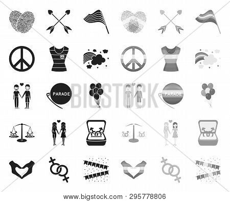 Gay And Lesbian Black.mono Icons In Set Collection For Design.sexual Minority And Attributes Vector 