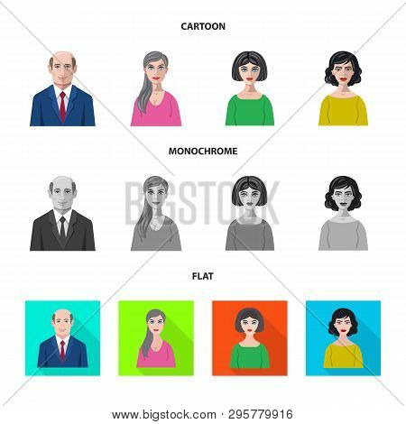 Vector Design Of Hairstyle And Profession  Icon. Set Of Hairstyle And Character  Stock Vector Illust