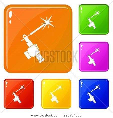 Mig Welding Torch In Hand Icons Set Collection Vector 6 Color Isolated On White Background