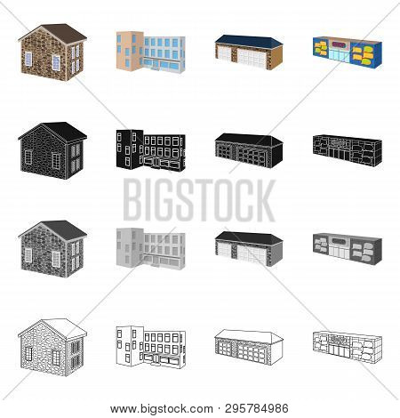 Vector Illustration Of Facade And Housing Logo. Set Of Facade And Infrastructure Stock Vector Illust
