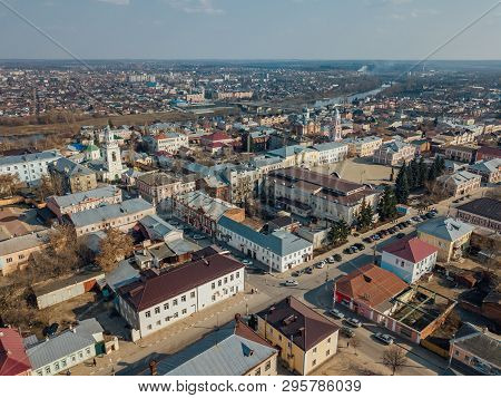 Yelets, Lipetsk Region, Historical Downtown, Aerial View From Drone.