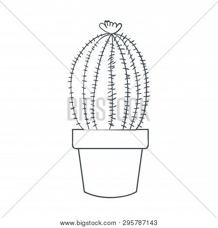 Cactus With Potted Isolated Icon Vector Illustration Design