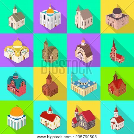 Vector Illustration Of Temple And Historic Logo. Set Of Temple And Faith Vector Icon For Stock.