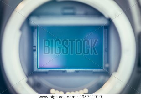 Camera Sensor: Close Up Picture Of A Professional Reflex Camera