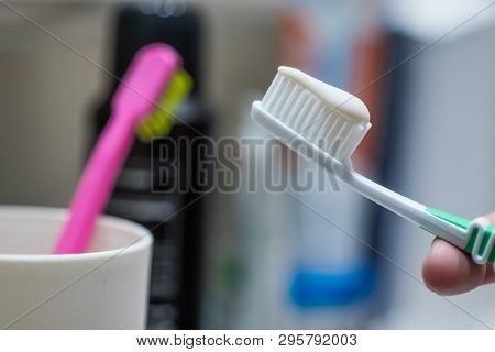 Brushing The Teeth: Toothbrush In The Bathroom