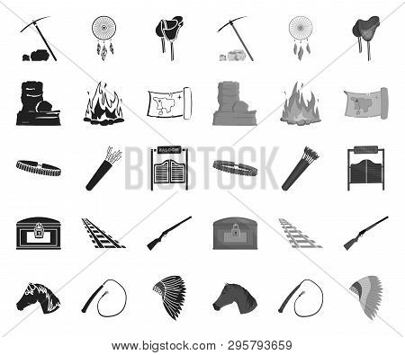 Attributes Of The Wild West Black.mono Icons In Set Collection For Design.texas And America Vector S