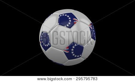 Soccer Ball With Flag Cook Islands Colors, 3d Rendering