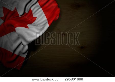 Pretty National Holiday Flag 3d Illustration
 - Dark Illustration Of Canada Flag With Big Folds On D
