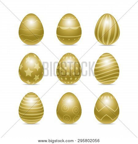 Set Of Decorated Realistic Chiken Eggs Isolated