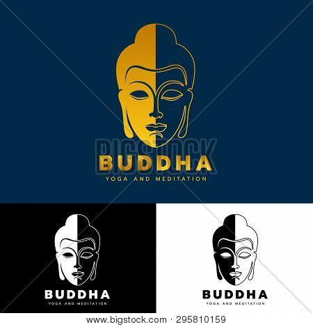 Gold Abstract Head Buddha Logo Sign Yoga And Meditation Concept Vector Art Design