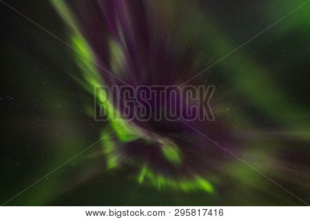 Aurora Borealis Over Iceland In Late September At The Lake Myvatn.