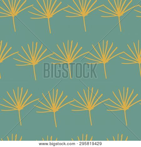 Green Yellow Jungle Fern Leave Seamless Pattern Design Background. Perfect For Textile, Fabric Desig