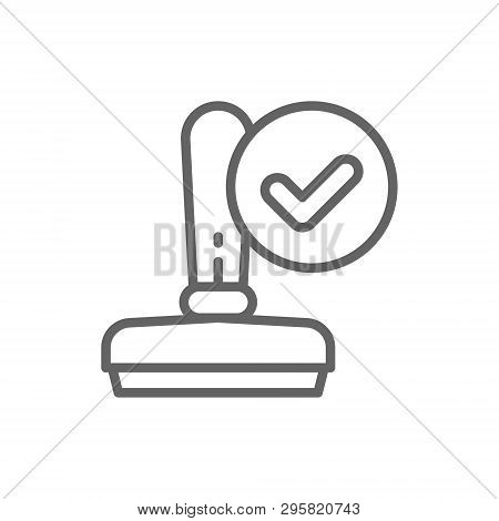 Approved Stamp, Accepted Line Icon. Isolated On White Background