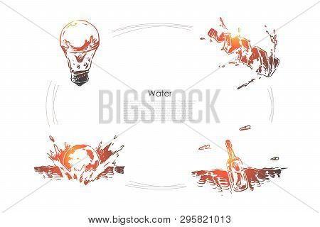 Sea Inside Light Bulb, Fresh Drink, Globe Splashes In Water, Message In Drifting Bottle, Nature Puri