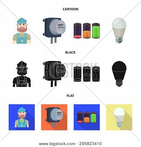 Isolated Object Of Electricity And Electric Icon. Set Of Electricity And Energy Vector Icon For Stoc