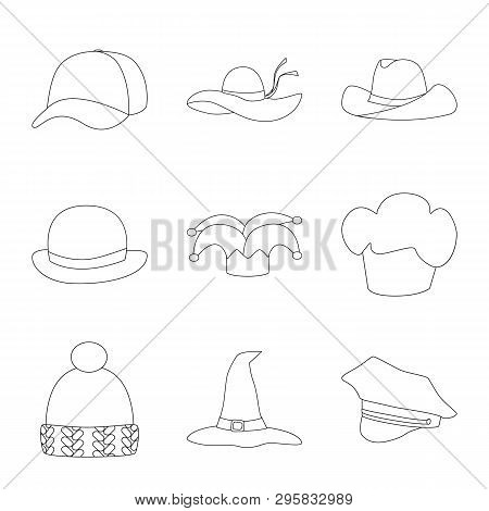 Vector Design Of Headgear And Napper Logo. Set Of Headgear And Helmet Vector Icon For Stock.