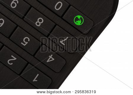 Top View On Remonte Control, Isolated On White Background. Energy Save Concept. Macro Photography.