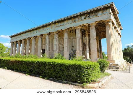 Beautiful View At The Temple Of Hephaestus In Ancient Agora Of Athens, Greece