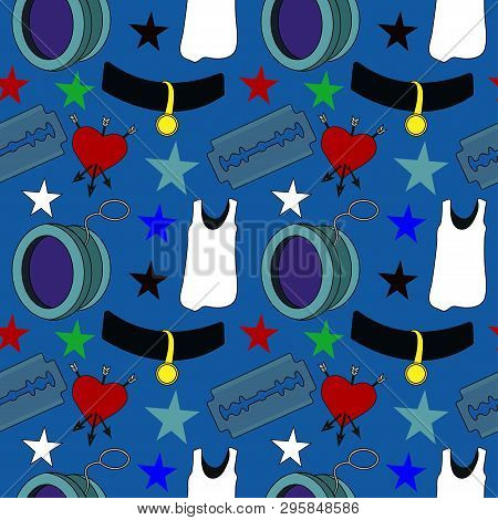 Teenage Girl Things. Seamless Pattern, Background Wallpaper.