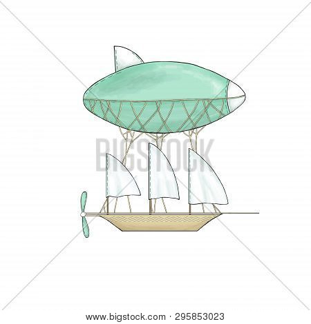 Watercolor Airplane Clip Art Air Illustration Darwing Airbus On White Background. Retro Style